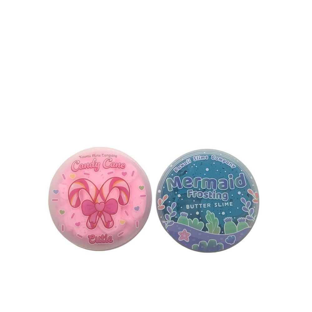 Lot of 2 NWOT Slime Toys—Blue Mermaid Frosting Butter Slime and Pink Candy Cane